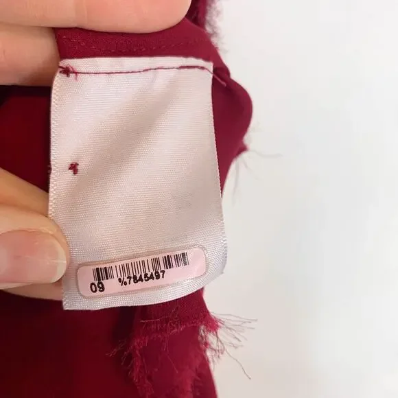 REVOLVE NSF silk sleeveless top neck tie frayed hem button front berry 3076 - Picture 8 of 11